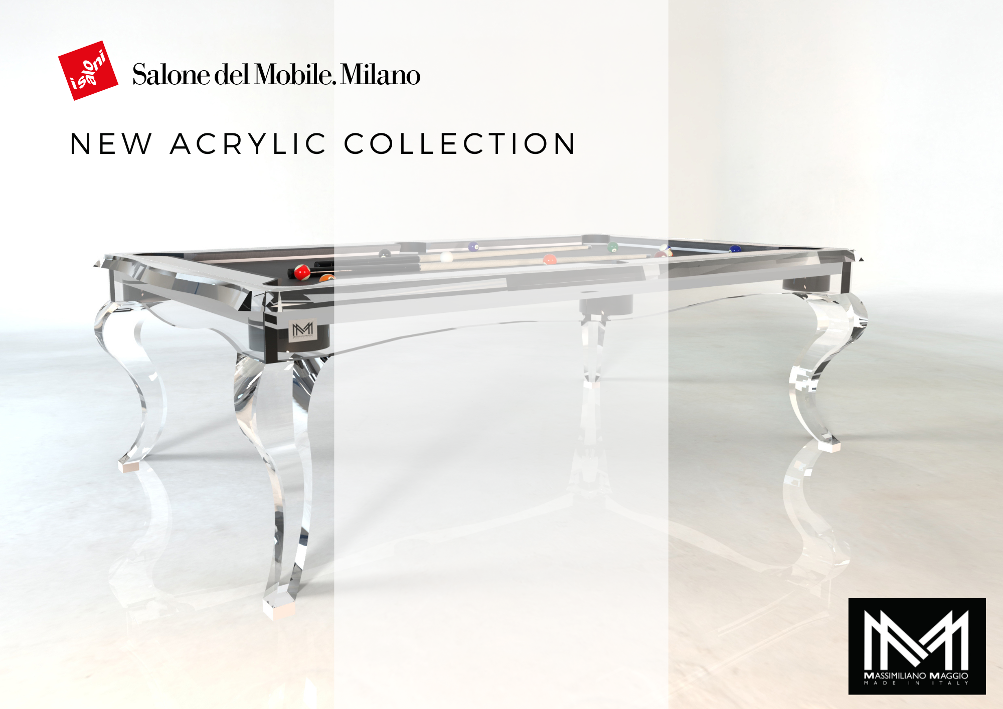 Acrylic Pool tables Collection Massimiliano Maggio Made in Italy