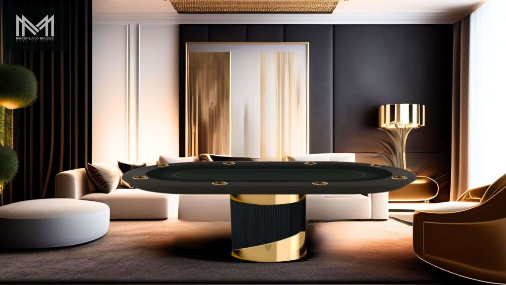 Luxury Pool Table Bellagio Poker Table Oval Massimiliano Maggio Made in Italy CV