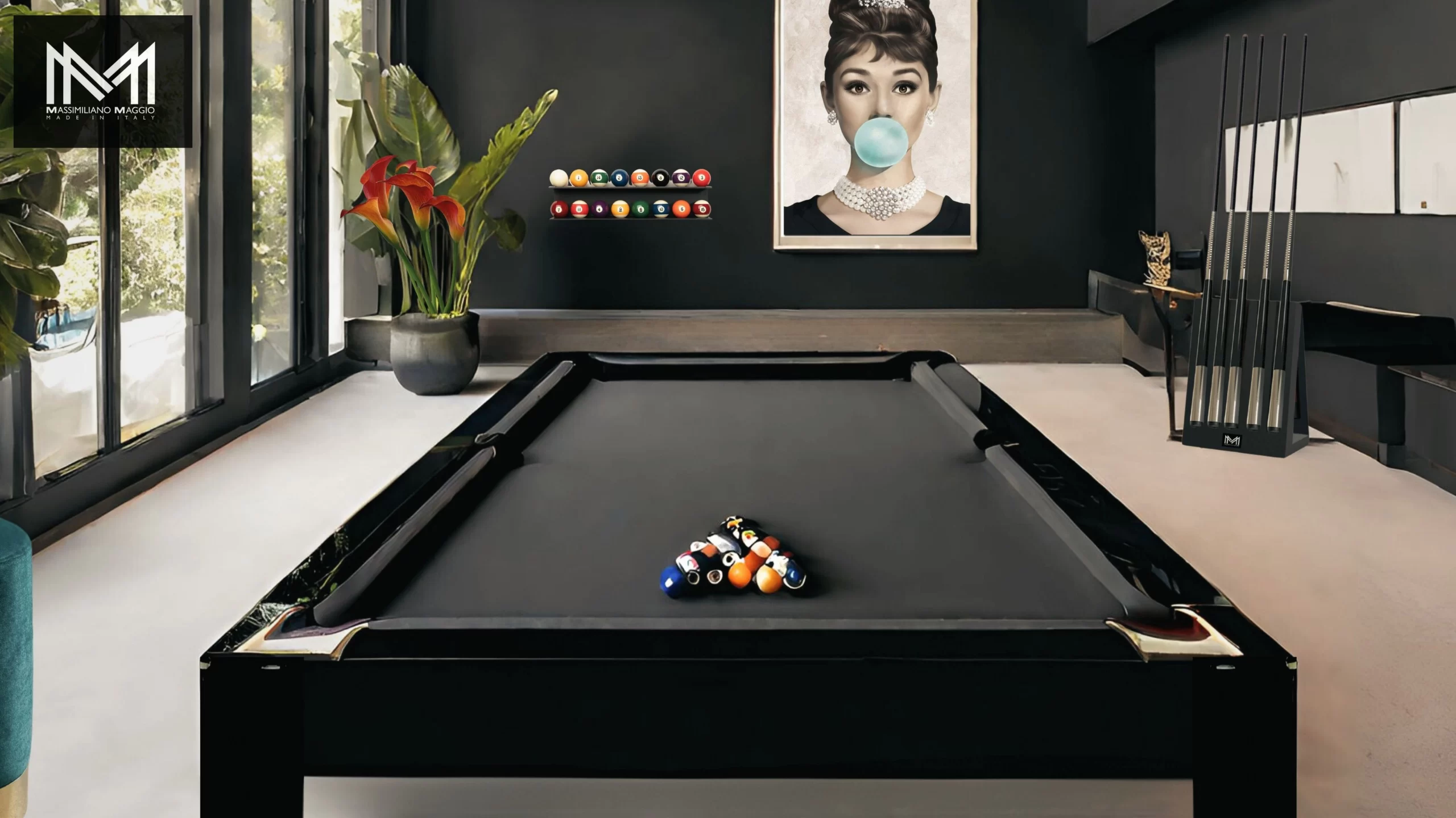 Luxury Pool Table 4 Acrylic pool table Massimiliano Maggio Made in Italy Black Edition scaled