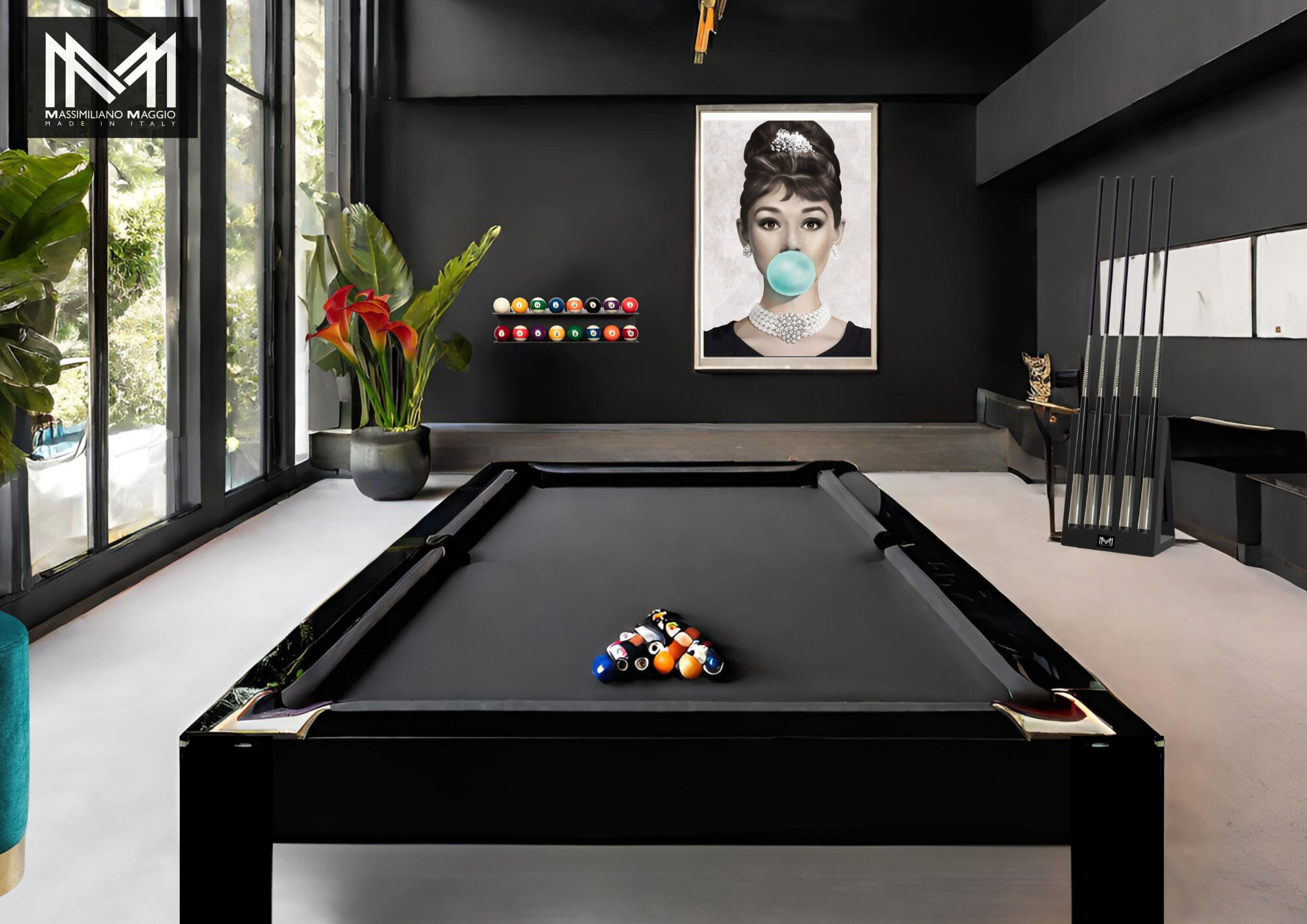 Luxury Pool Table Acrylic Modern Massimiliano Maggio Made in Italy