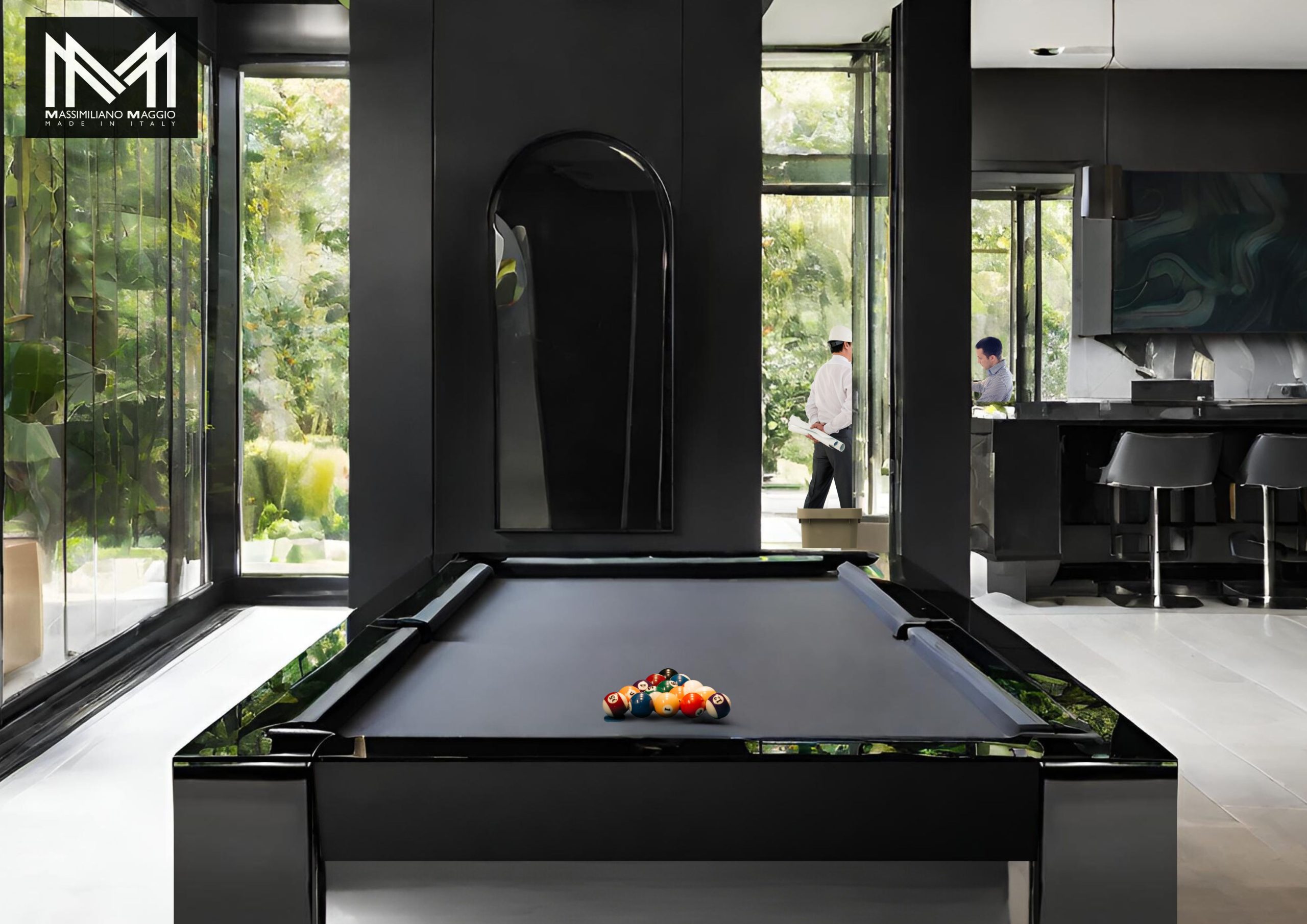 Luxury Pool Table Acrylic Massimiliano Maggio Black Edition